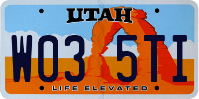 UT license plate W035TI