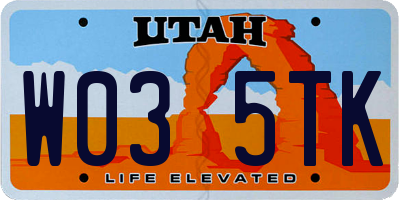 UT license plate W035TK