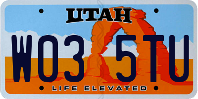 UT license plate W035TU