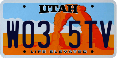 UT license plate W035TV