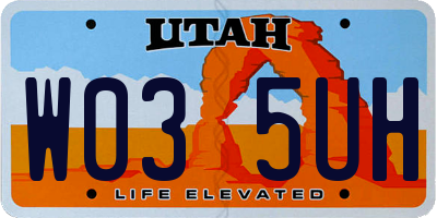 UT license plate W035UH