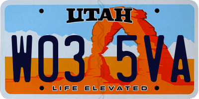 UT license plate W035VA