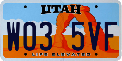 UT license plate W035VF