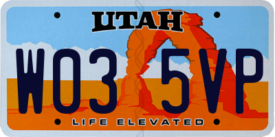 UT license plate W035VP