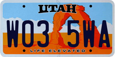 UT license plate W035WA