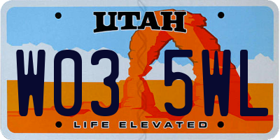 UT license plate W035WL