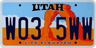 UT license plate W035WW