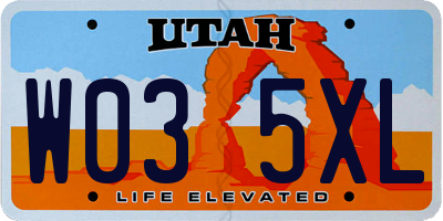 UT license plate W035XL
