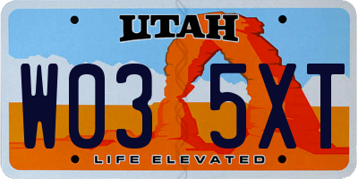 UT license plate W035XT