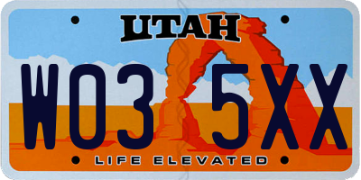 UT license plate W035XX