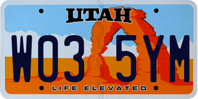 UT license plate W035YM