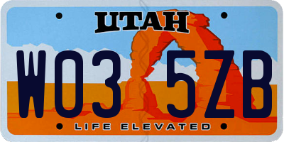 UT license plate W035ZB