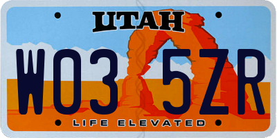 UT license plate W035ZR