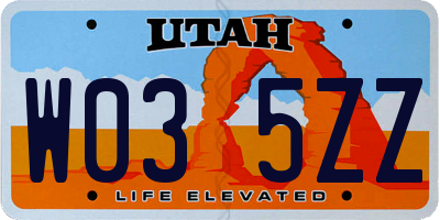 UT license plate W035ZZ