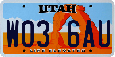UT license plate W036AU