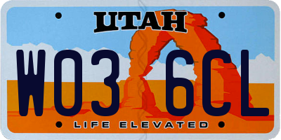 UT license plate W036CL
