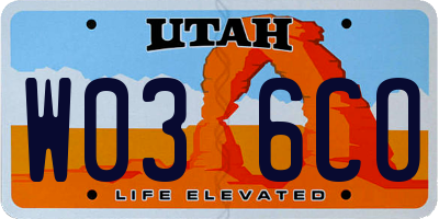 UT license plate W036CO