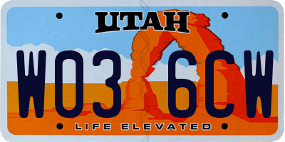 UT license plate W036CW