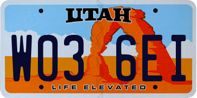 UT license plate W036EI