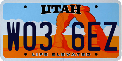 UT license plate W036EZ