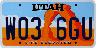 UT license plate W036GU
