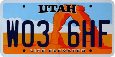UT license plate W036HF