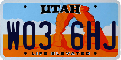 UT license plate W036HJ