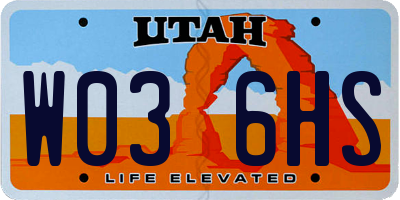 UT license plate W036HS