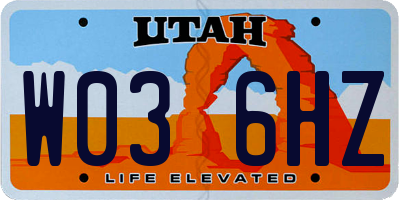 UT license plate W036HZ