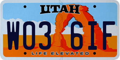 UT license plate W036IF