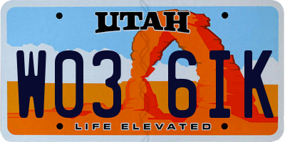 UT license plate W036IK