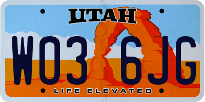 UT license plate W036JG