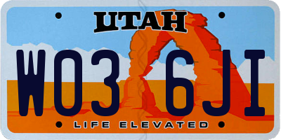 UT license plate W036JI