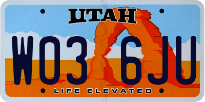 UT license plate W036JU