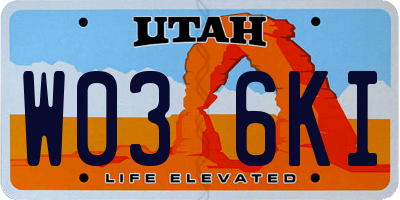 UT license plate W036KI