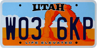 UT license plate W036KP
