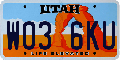 UT license plate W036KU