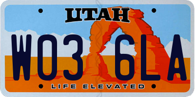 UT license plate W036LA