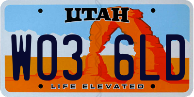 UT license plate W036LD
