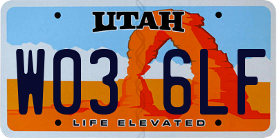 UT license plate W036LF