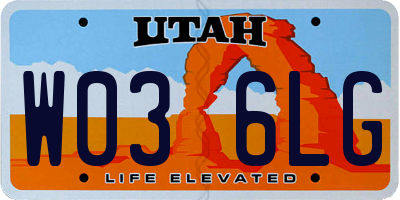UT license plate W036LG