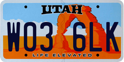 UT license plate W036LK