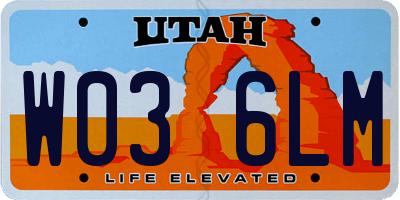UT license plate W036LM
