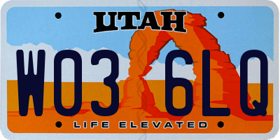 UT license plate W036LQ