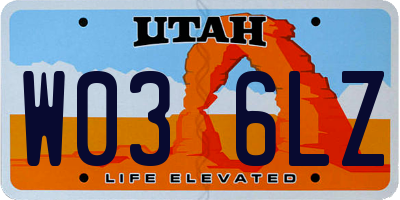 UT license plate W036LZ