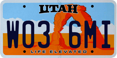 UT license plate W036MI