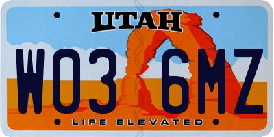 UT license plate W036MZ