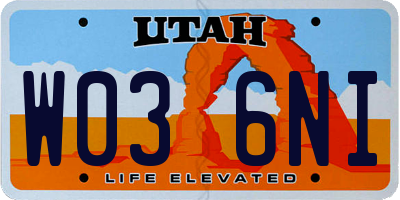 UT license plate W036NI