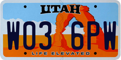 UT license plate W036PW