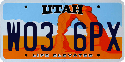 UT license plate W036PX